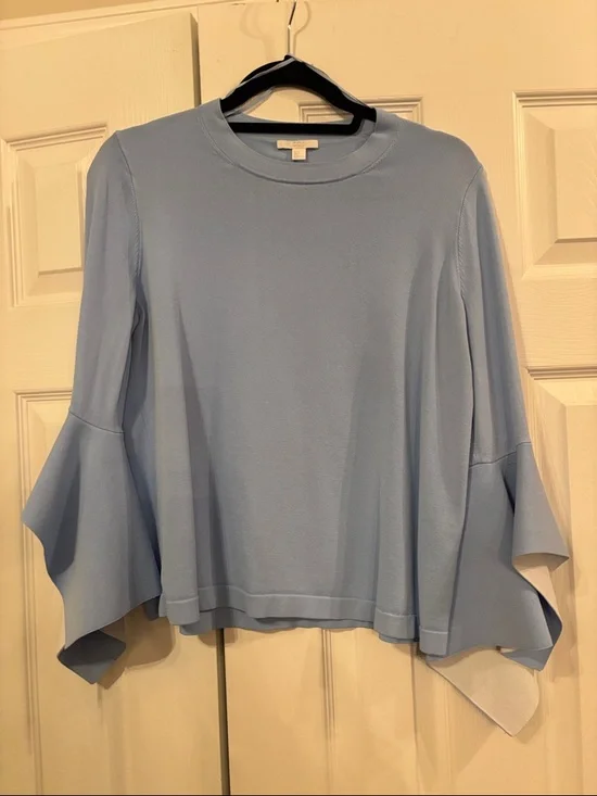 COS | M | Light Blue Ruffle Sleeve Top - Picture 7 of 8